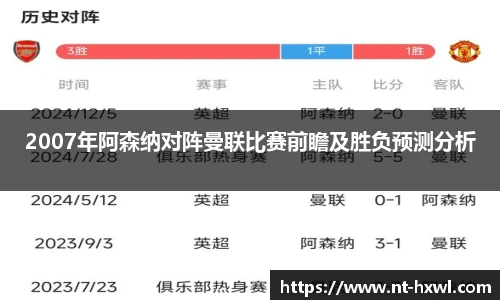 2007年阿森纳对阵曼联比赛前瞻及胜负预测分析